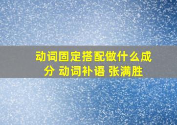 动词固定搭配做什么成分 动词补语 张满胜